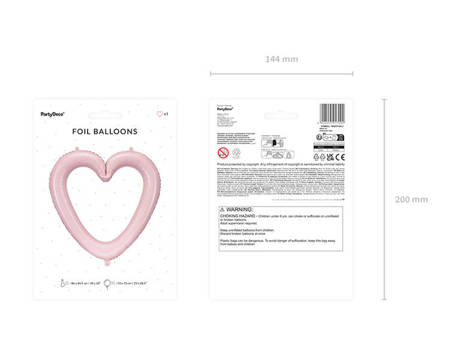 Balon foliowy ramka Serce 86x83.5 cm jasny różowy FB207P-081J
