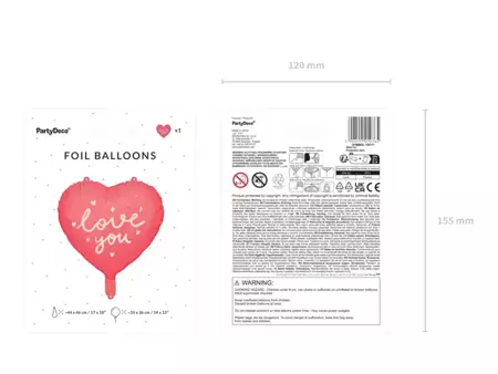 Balon foliowy serce Love You na Walentynki 45cm 1 sztuka FB171