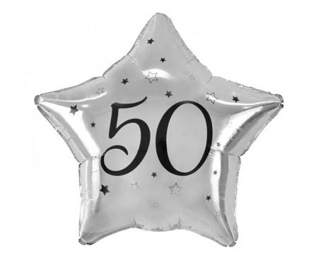 Balon foliowy srebrna gwiazda na 50 urodziny 48cm 1sztuka FG-G50C