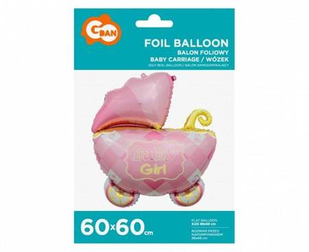 Balon foliowy wózek Baby Girl różowy 60 x 60cm 1szt BF-HWZR