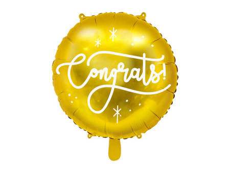 Balon foliowy złoty Congrats! 45cm 1 sztuka FB105-019