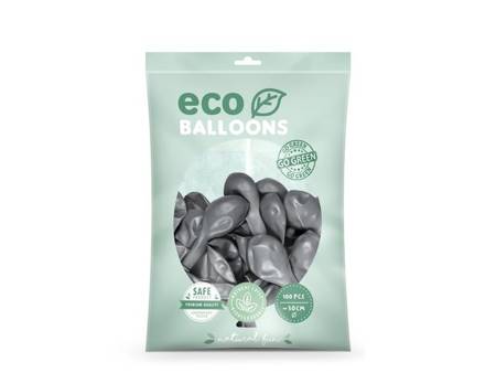Balony Eco 26cm metalizowane srebrne 100 sztuk ECO26M-018-100x