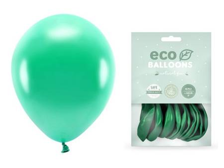 Balony Eco 26cm metalizowane zielone 10 sztuk ECO26M-012-10