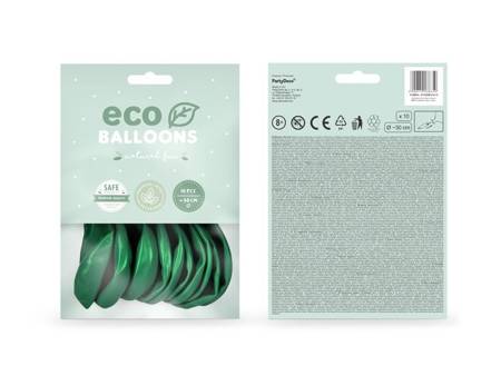 Balony Eco 26cm metalizowane zielone 10 sztuk ECO26M-012-10