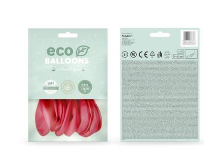 Balony Eco 26cm pastelowe jasny czerwony 10 sztuk ECO26P-007J-10