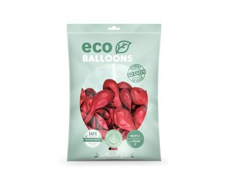 Balony Eco 30cm metalizowane jasnoczerwone 100 sztuk ECO30M-007J-100x