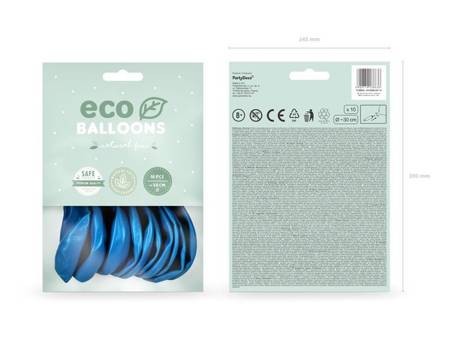 Balony Eco 30cm metalizowane niebieskie 10 sztuk ECO30M-001-10