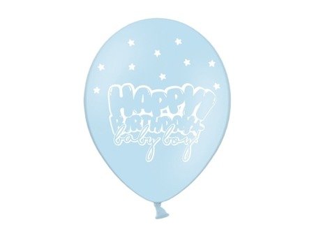 Balony Happy Birthday Baby Boy błękitne 30cm 50 sztuk SB14P-210-011-50x