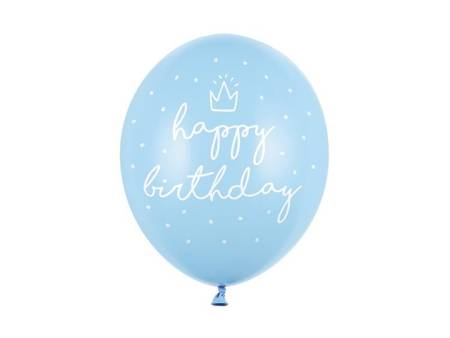 Balony Happy Birthday błękitne 6 sztuk SB14P-244-011-6