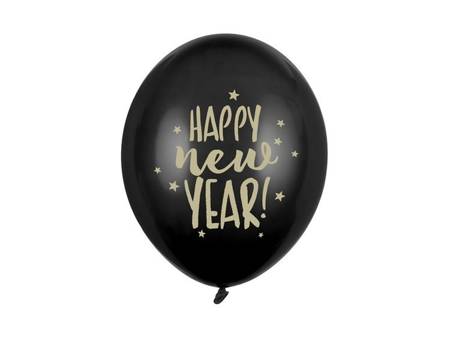 Balony Happy New Year! złoty nadruk 6 sztuk SB14P-201-010-6