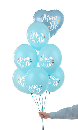 Balony MOM TO BE niebieskie Baby Shower 30cm 6 sztuk SB14P-311-001J-6