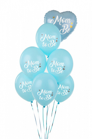 Balony MOM TO BE niebieskie Baby Shower 30cm 6 sztuk SB14P-311-001J-6