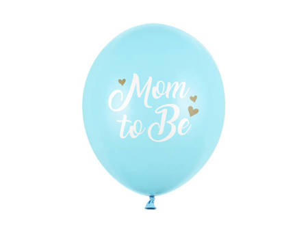 Balony MOM TO BE niebieskie Baby Shower 30cm 6 sztuk SB14P-311-001J-6