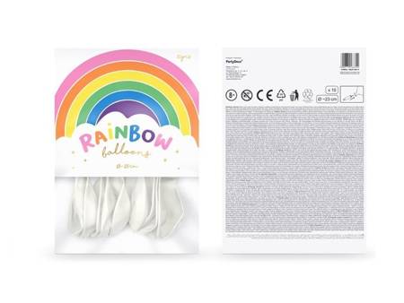 Balony Rainbow 23cm pastelowe białe 10 sztuk RB23P-008-10