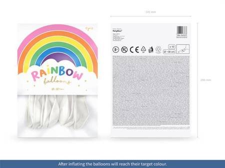 Balony Rainbow 30cm pastelowe białe 10 sztuk RB30P-008-10