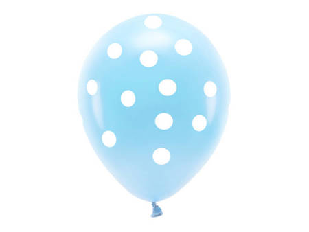 Balony błękitne w białe kropki 33cm 6 sztuk ECO33P-202-011-6