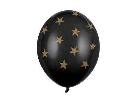 Balony czarne w złote gwiazdki 30cm 50 sztuk SB14P-257-010-50x