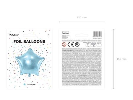 Balony foliowe gwiazdki 48cm błękitne 5 sztuk FB3M-011-5x