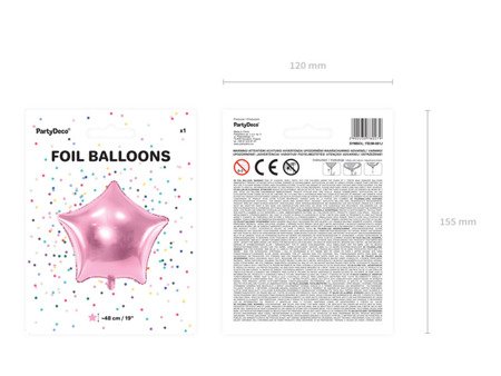 Balony foliowe gwiazdki 48cm j. różowe 5 sztuk FB3M-081J-5x