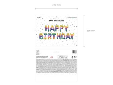 Balony foliowe napis Happy Birthday tęczowy 340x35cm FB71