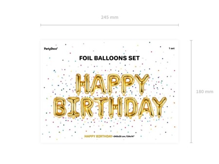 Balony foliowe napis Happy Birthday złoty 340x35cm FB6M-019