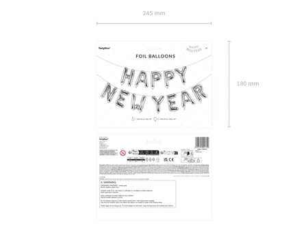 Balony foliowe napis Happy New Year 422 x 46 cm srebrne FB49M-018