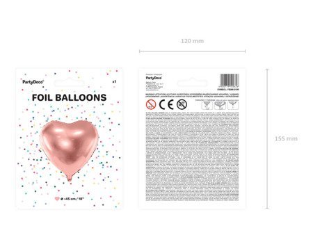 Balony foliowe serca różowe złoto 45cm 10 sztuk FB9M-019R-10x