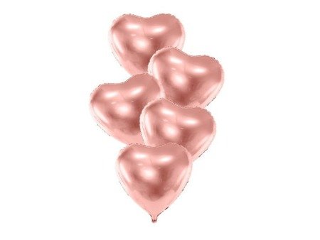 Balony foliowe serca różowe złoto 45cm 5 sztuk FB9M-019R-5x