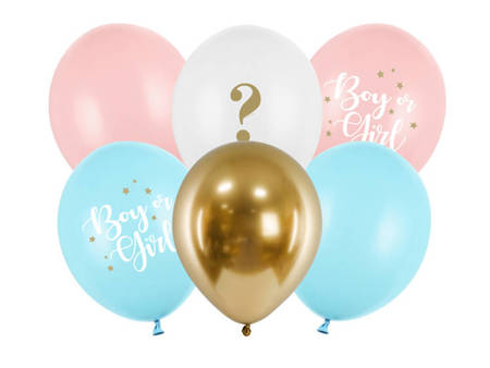 Balony kolorowe BOY OR GIRL Baby Shower 30cm 6 sztuk SB14P-308-000-6