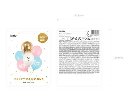 Balony kolorowe BOY OR GIRL Baby Shower 30cm 6 sztuk SB14P-308-000-6