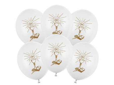 Balony komunijne Kielich IHS białe 27cm 50 sztuk SB12P-109Z-008-50x