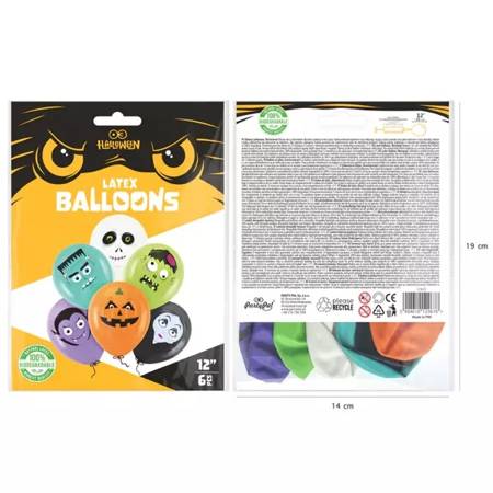 Balony lateksowe biodegradowalne Halloween Monsters 6 sztuk 129678