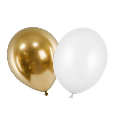 Balony metaliczne białe i złote 30cm 20 sztuk BALONY-7