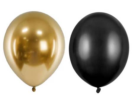 Balony metaliczne czarne i złote 30cm 20 sztuk BALONY-6