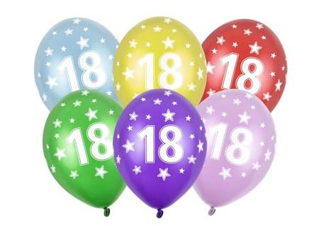 Balony na 18 urodziny 30cm 6 sztuk SB14M-018-000-6