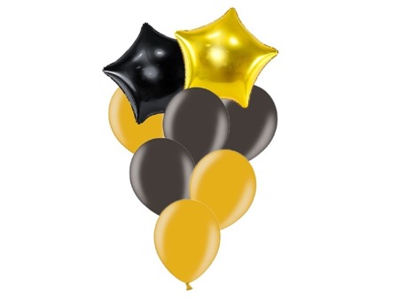 Balony na 50 urodziny złote i czarne 18 sztuk A6