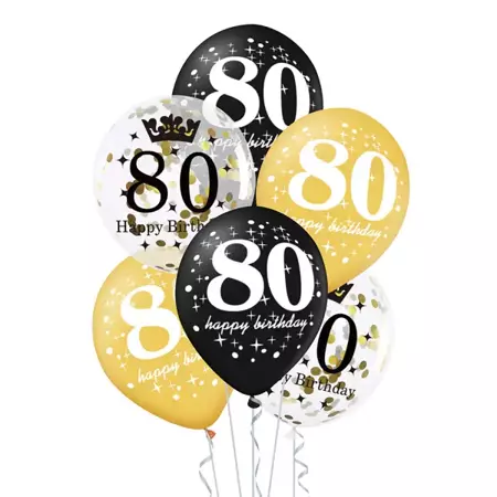 Balony na 80 urodziny 6 sztuk 400158