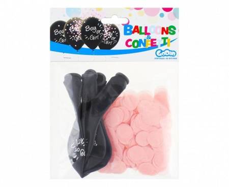 Balony na Baby Shower Boy or Girl z różowym konfetti 4 sztuki H12/BGR4