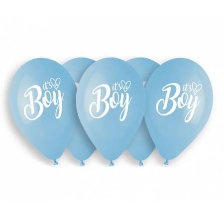 Balony na Baby Shower It's a Boy niebieskie 33cm 5 sztuk GS120/962