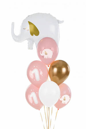 Balony na Roczek dziewczynki różowe 30cm 6 sztuk SB14P-322-081J-6