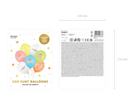 Balony na Wielkanoc kolorowe zajączki 30cm 7 sztuk SB14P-325-000-7