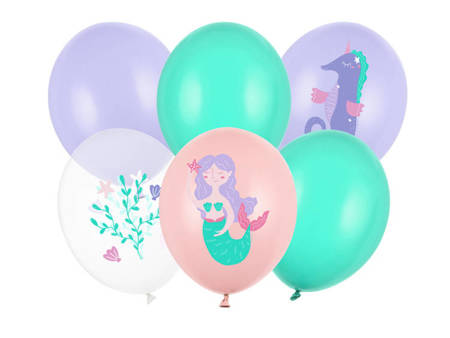 Balony na urodziny Morski Świat syrenka 30cm 6 sztuk SB14P-323-000-6