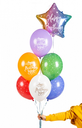 Balony na urodziny kolorowe Happy Birthday To You  6 sztuk  SB14P-320-000-6