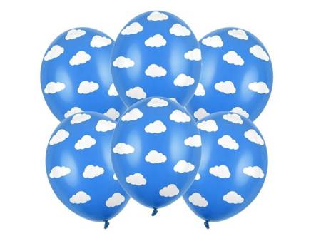 Balony niebieskie w białe chmurki 6 sztuk SB14P-230-001-6