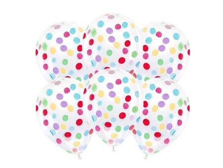 Balony przezroczyste z kolorowym konfetti 30cm 6 sztuk BK12-1-000-6