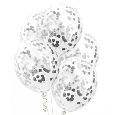 Balony przezroczyste ze srebrnym konfetti 30cm 100 sztuk 400426-100x