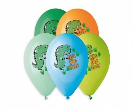Balony urodzinowe Dinozaury Dino Party 5 sztuk GS120/854