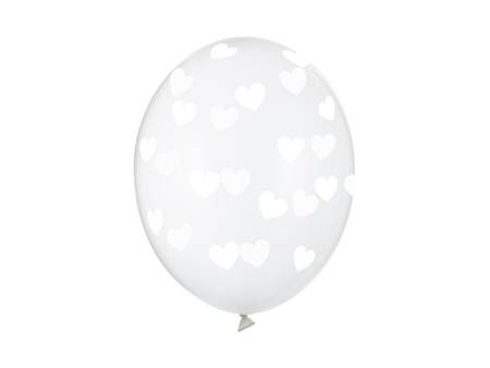 Balony w białe serduszka 30cm 6 sztuk SB14C-228-099W-6