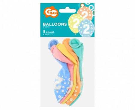 Balony z cyfrą 2 na drugie urodziny 5 sztuk GZ-CYF2