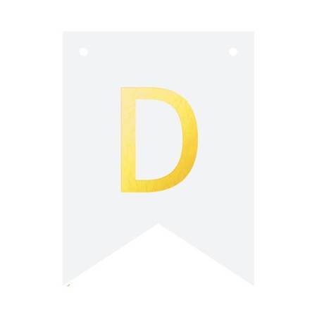 Baner biały ze złotą literą flagi literka D 16cm 1szt 512192